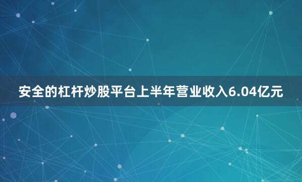 安全的杠杆炒股平台上半年营业收入6.04亿元